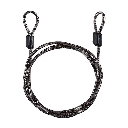 PUSNMI Steel Vinyl Coated Safety Cable Lock with Double Loop - 6.6ft x 2.5mm Steel Cable Rope - Black - Image 1