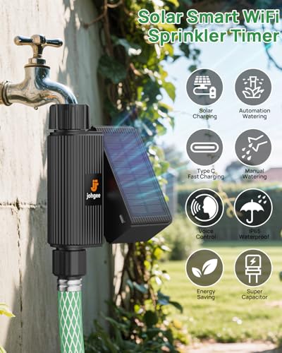 johgee Solar Smart WiFi Sprinkler Timer WiFi Water Timer for Garden Hose with Rain DelayManualAutomatic Alexa Smart Life App Solar Irrigation Sprinkler Controller for Lawns Yard - Image 3