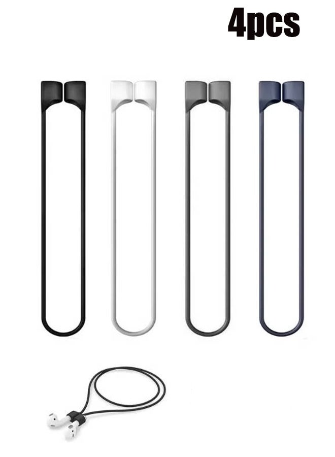 واي جيه 4 قطع حمالة هوائي مقاس 55 سم، سليكون ناعم مضاد للفقد سلك سليكون رياضي وسماعة خطاف الأذن، سماعة رياضية وسماعة أذن لبلوتوث اللاسلكي (ملون) - Image 1