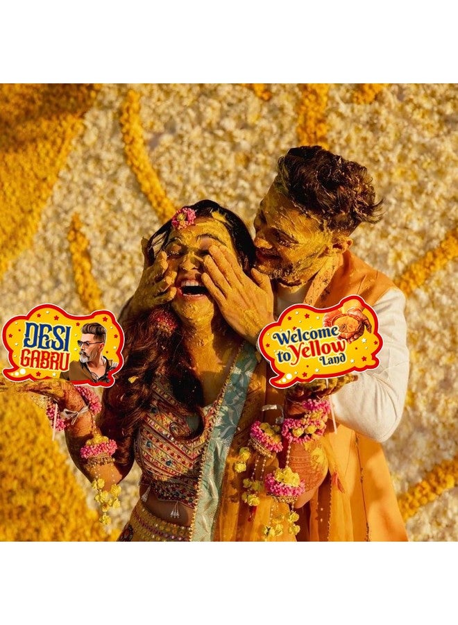 Zyozique ® Bollywood Theme Haldi Photo Booth Props, Haldi Decorations Props - Wedding Props for Bride and Family, Bride to Be Props - Haldi Photo Booth Props (Pack of 18) - Image 4