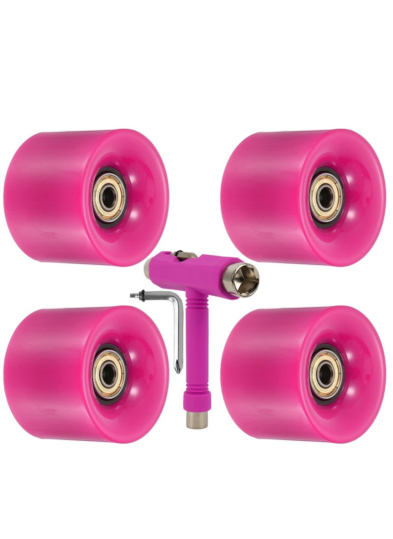 Generic 60x45MM 78A Skateboard Wheels With Bearings 4PCS With T-Tool, Dark Pink  - Image 1
