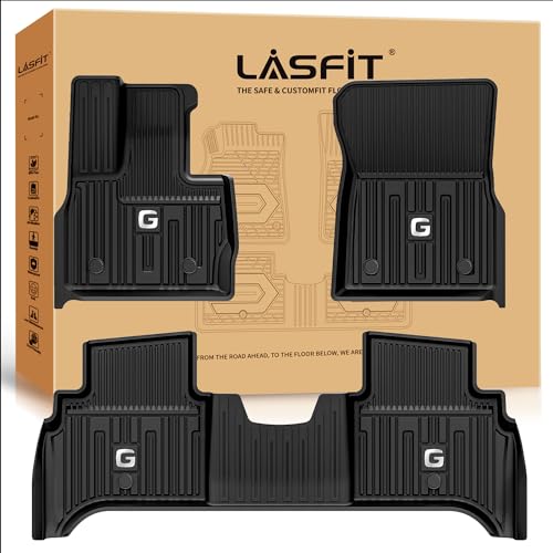 LASFIT حصائر أرضية LASFIT لمرسيدس بنز G Class 2025 2024 2023 2022-2019 G550 G580 G63 AMG، مصممة خصيصًا لتناسب جميع الأحوال الجوية، مجموعة الصف الأول والثاني، أسود - Image 1