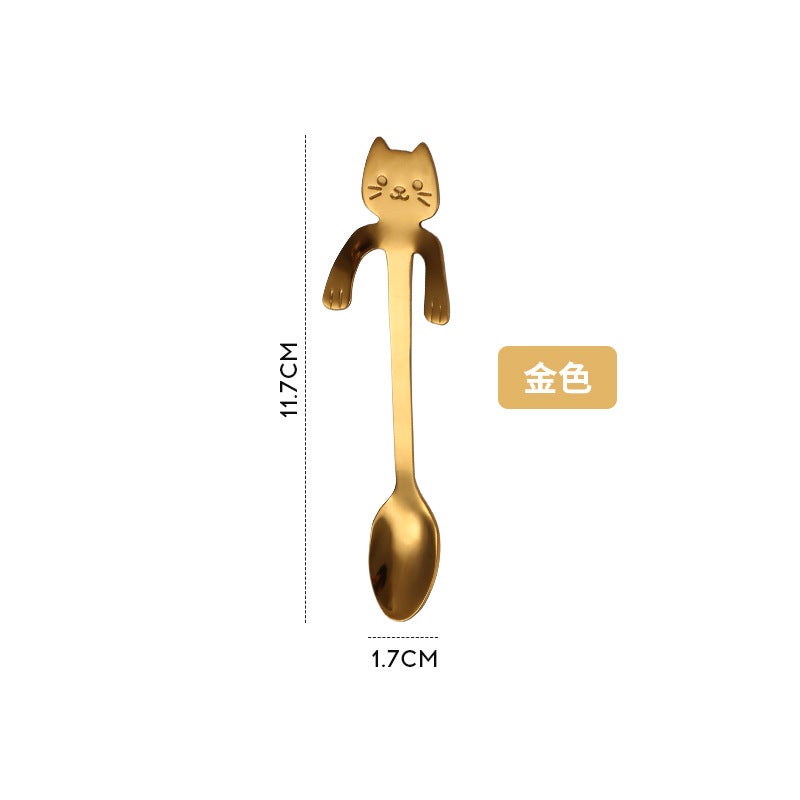 Cute Cartoon Cat Stainless Steel SpoonCat spoon short (gold) Cat spoon short (gold) 