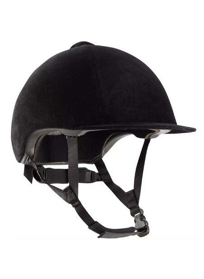 FOUGANZA 140 Velvet Horse Riding Helmet - Black 