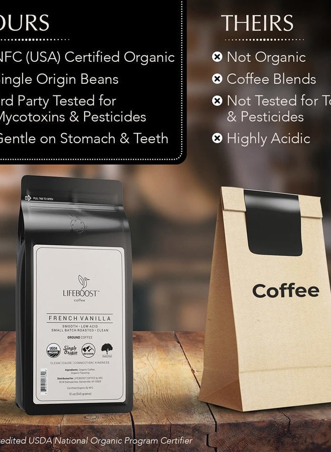 Lifeboost French Vanilla Ground Coffee - Non-GMO Low Acid Single Origin USDA Organic Coffee - Third Party Tested For Mycotoxins & Pesticides - 12 Ounces - Image 5