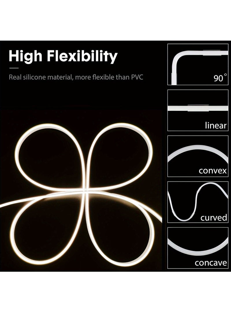 HOMESTAR ضوء نيون LED، أضواء شريط دافئ أبيض 4000K بطول 5م، حبل مرن مقاوم للماء 12V 120LEDs/م، للإضاءة الزخرفية التجارية الداخلية والخارجية (مع محول الطاقة) - Image 2