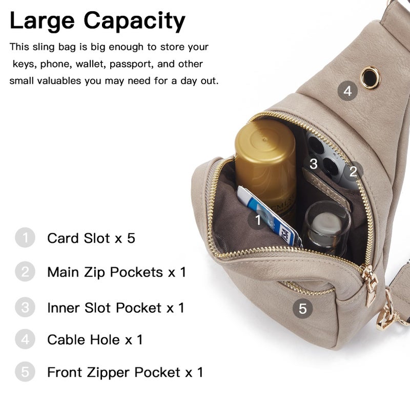Telena Small Sling Bag for Women Leather Crossbody Fanny Packs Chest Bag for Women - Image 3