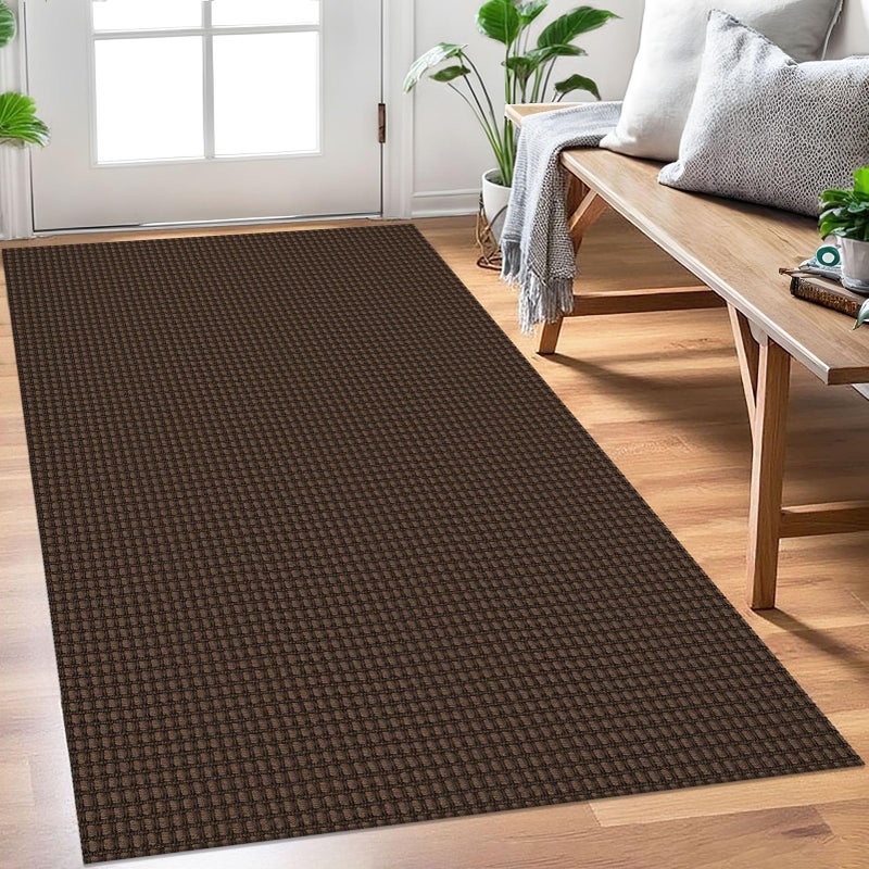 EARTHALL Woven Area Rug 3x5 Ft Washable Rugs for Entryway Braided Non Slip Rubber Backed Throw Rugs Door Mat Indoor Outdoor Entrance Cotton Carpet for Kitchen Foyer Front Door, Brown - Image 1