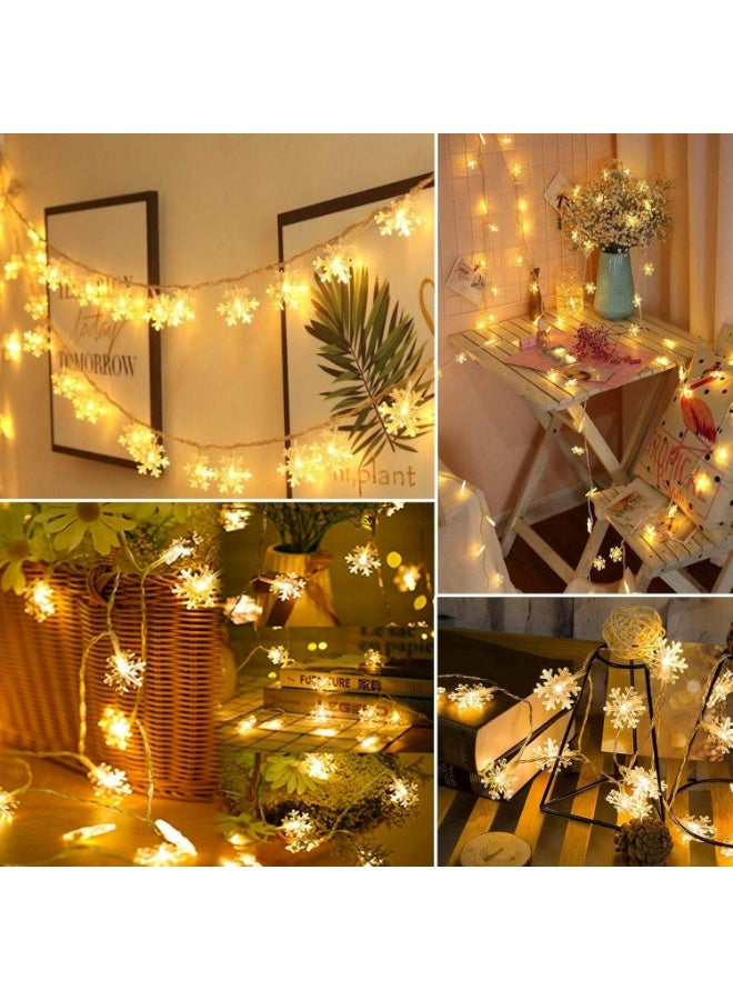 سلسلة أضواء ندفة الثلج لعيد الميلاد، 33 قدمًا، 80 مصباح LED، وضعان، تعمل بالبطارية - Image 4