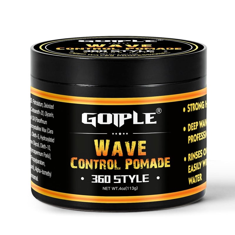 Goiple Natural Pomade for Mens Strong Hold and Layered Waves  Easy Wash Hair Cream Grease for Moisture Control and Silky Shine 4oz