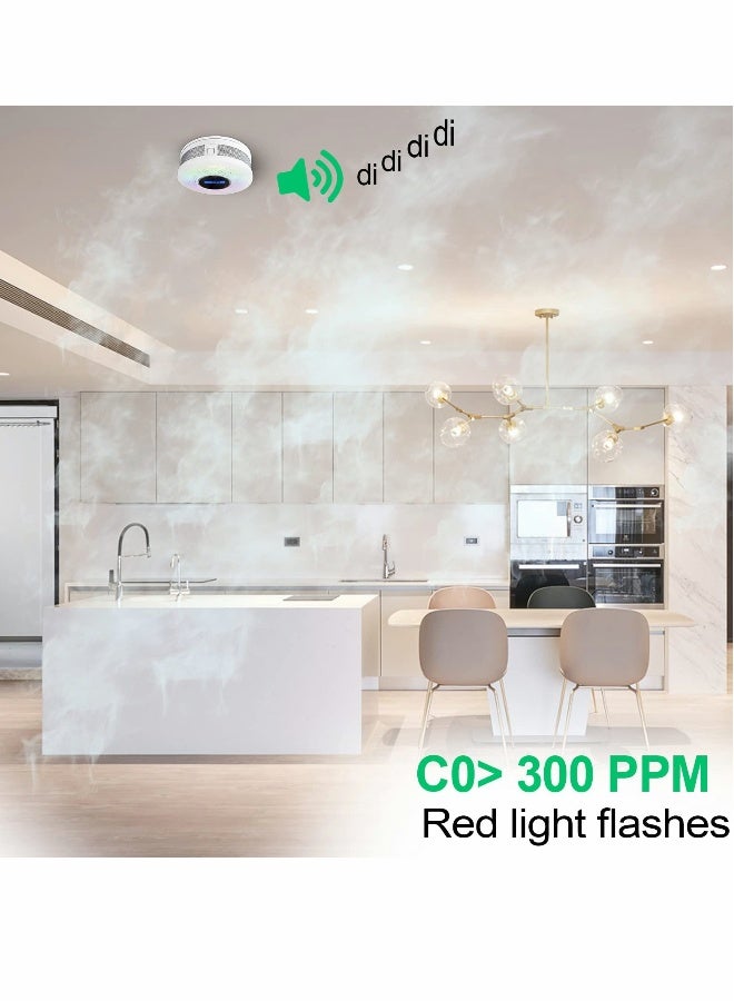 Combination  and Carbon Monoxide Alarm Detector, Dual Sensor CO Detector Battery Powered with LCD Display Sound Warning for Home,School,Office - Image 2