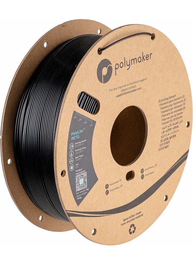 polymaker Polymaker PETG Filament 1.75mm 1kg Black 3D Printer Filament, PolyLite PETG 3D Printing Filament 1.75mm, Dimensional Accuracy +/- 0.03mm, Print with Most 3D Printers  - Image 1