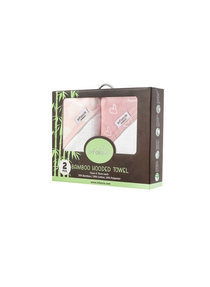 infancie - Bamboo Hooded Baby Towels (Pack of 2) – 75 cm x 75 cm, Suitable for Newborn to 4 Years, Pink/Rose - Image 1
