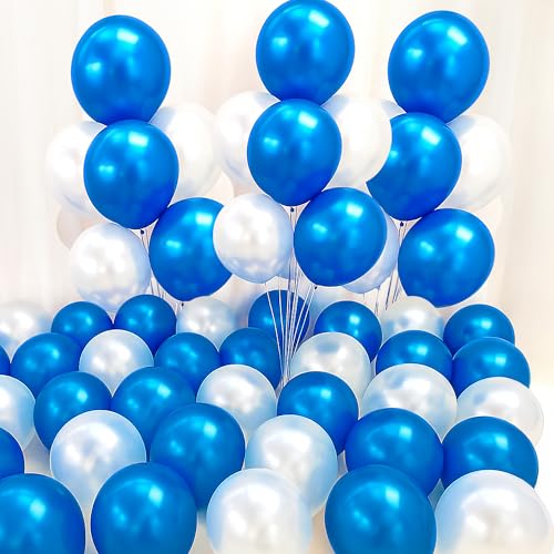 Party Propz Blue And White Balloons For Decoration - Pack Of 110 Pcs White Blue balloon For Decoration | blue and white balloons | Blue Balloon For Decorations | Balloon For Birthday (Latex) - Image 1