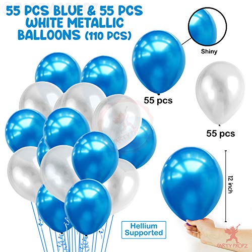 Party Propz Blue And White Balloons For Decoration - Pack Of 110 Pcs White Blue balloon For Decoration | blue and white balloons | Blue Balloon For Decorations | Balloon For Birthday (Latex) - Image 4