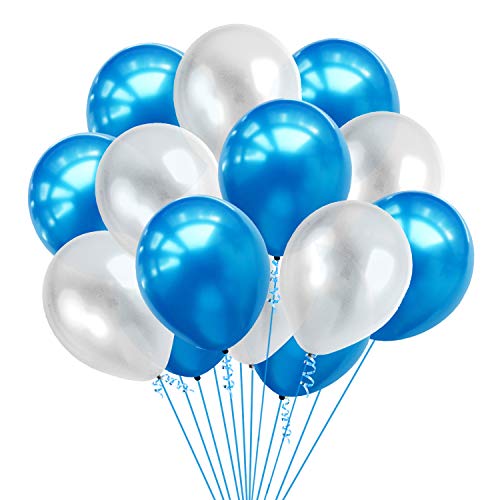 Party Propz Blue And White Balloons For Decoration - Pack Of 110 Pcs White Blue balloon For Decoration | blue and white balloons | Blue Balloon For Decorations | Balloon For Birthday (Latex) - Image 3