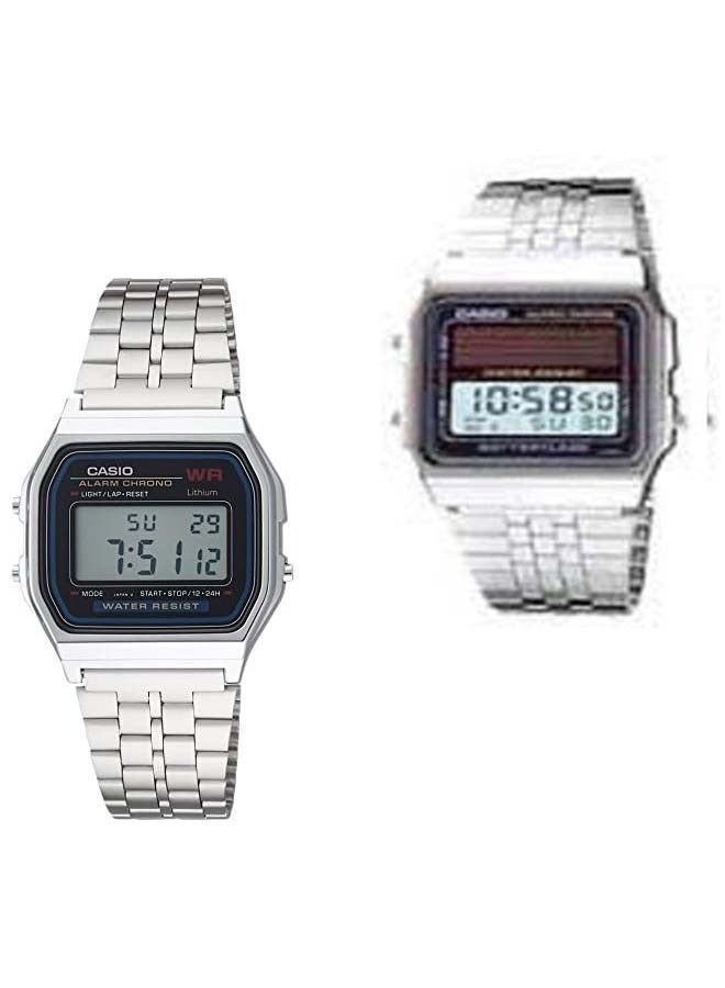 CASIO Men's AL180 & A159 Water Resistant Digital Watch - Silver Color Two pieces - Image 1
