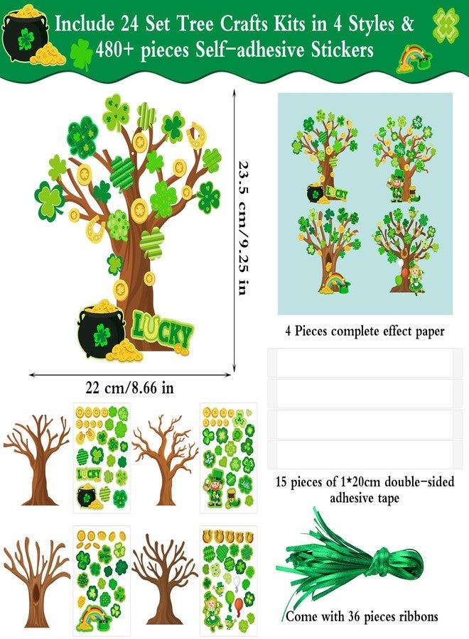 DIYASY 24 Sets St. Patrick's Day Craft Kits for Kids, Make Your Own St. Patrick Tree Crafts DIY Stickers Decorations Home Decor Ornaments Party Favor - Image 2