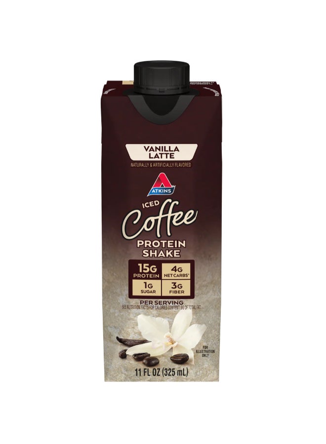 Atkins Iced Coffee Protein Shake Vanilla Latte 4 Shakes 11 fl oz (325 ml) Each - Image 2