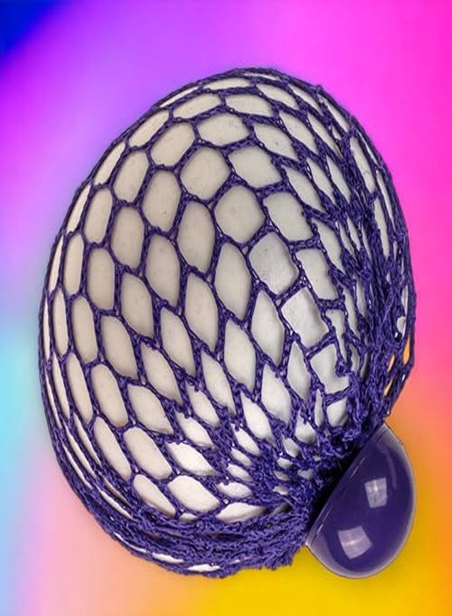 كرة MIJOMA الملونة المضادة للتوتر في الشبكة - لعبة كرة الضغط، تخفيف التوتر الحسي للكبير والصغير، المكتب والمدرسة - 7 سم (قوس قزح أبيض) - Image 1