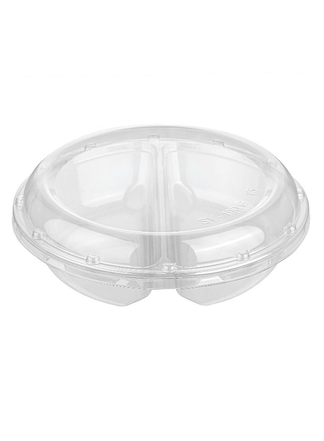 Restaurantware Thermo Tek 7.5 x 2.4 Inch Serving Platters with Lids, 100 Disposable Veggie Trays - Round, 2 Compartments, Clear Plastic Appetizer Platters, Serve Fruits At Parties or Catered Events, - Image 1