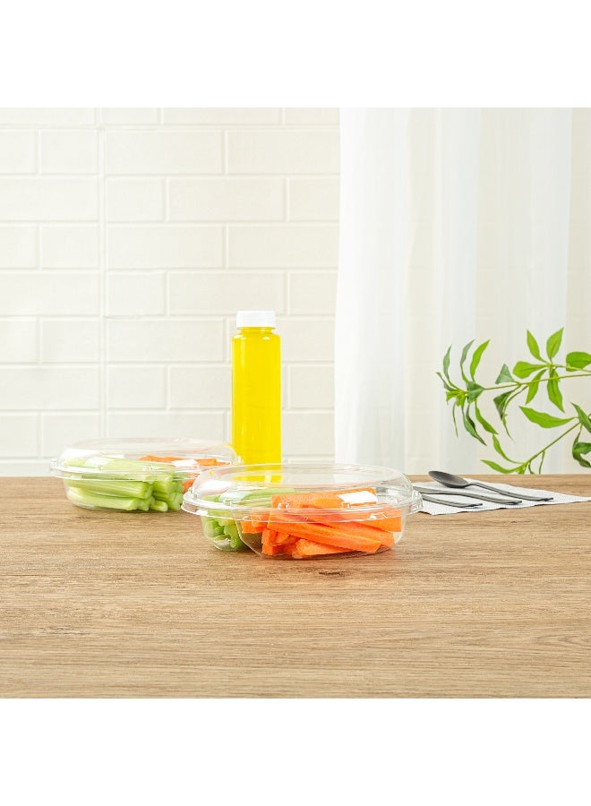 Restaurantware Thermo Tek 7.5 x 2.4 Inch Serving Platters with Lids, 100 Disposable Veggie Trays - Round, 2 Compartments, Clear Plastic Appetizer Platters, Serve Fruits At Parties or Catered Events, - Image 4