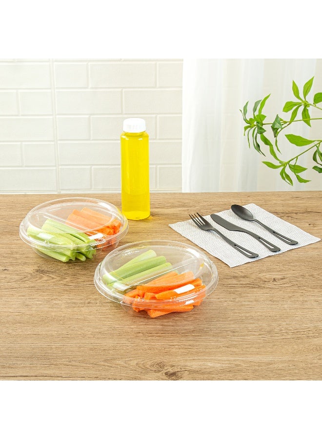 Restaurantware Thermo Tek 7.5 x 2.4 Inch Serving Platters with Lids, 100 Disposable Veggie Trays - Round, 2 Compartments, Clear Plastic Appetizer Platters, Serve Fruits At Parties or Catered Events, - Image 3