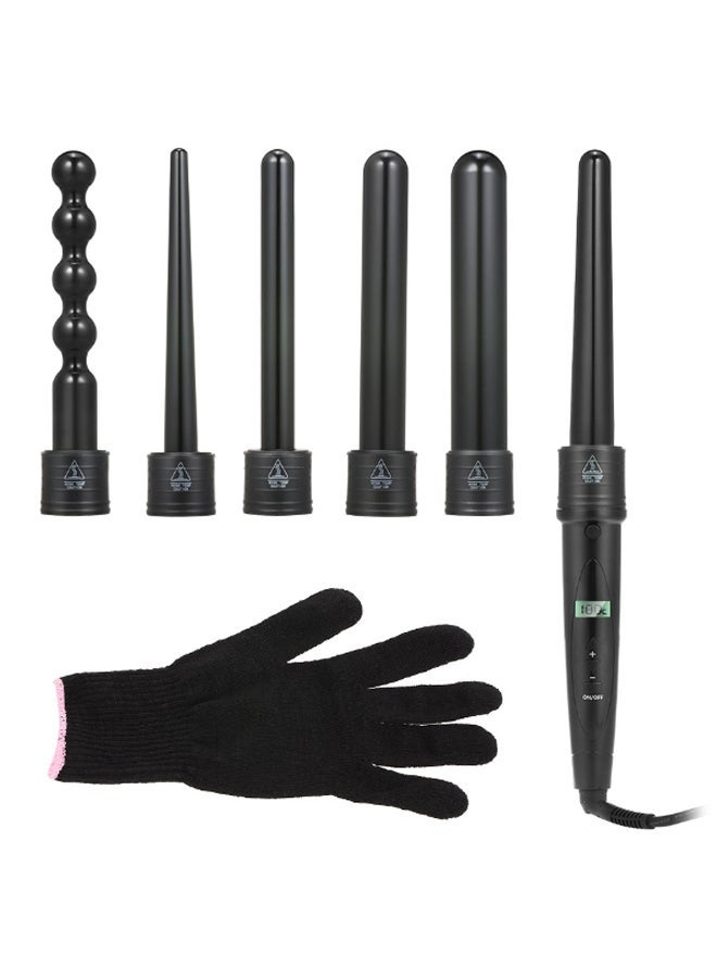 نيبمينينت 6-In-1 Interchangeable Wand Hair Curling Iron Set Black 2.5meter - Image 1