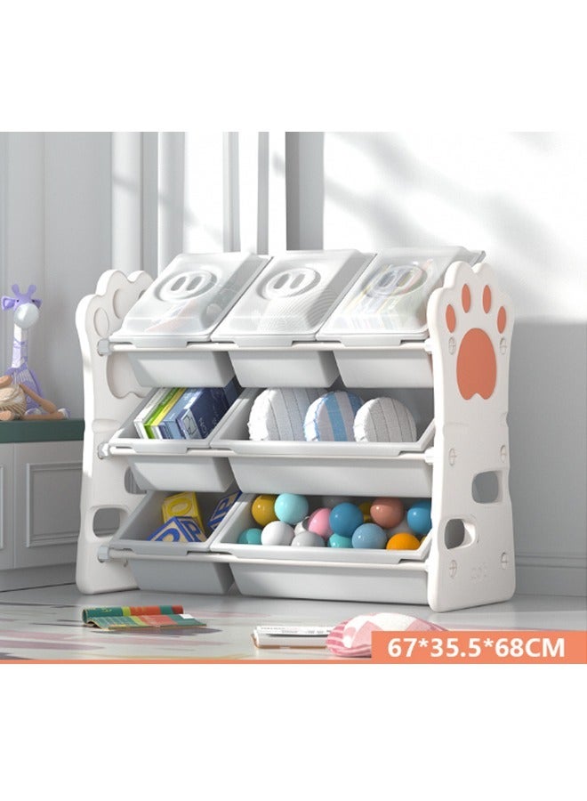 Beauenty Multi-Bin Kids Toys Organizer, Large Capacity Toy Organizer Rack 3 Tiers Shlef with 9 Storage Bins for Toys and Books Storage - Image 1