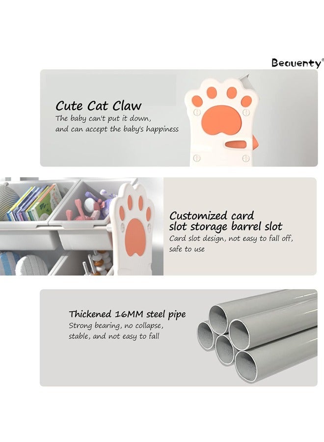 Beauenty Multi-Bin Kids Toys Organizer, Large Capacity Toy Organizer Rack 3 Tiers Shlef with 9 Storage Bins for Toys and Books Storage - Image 2