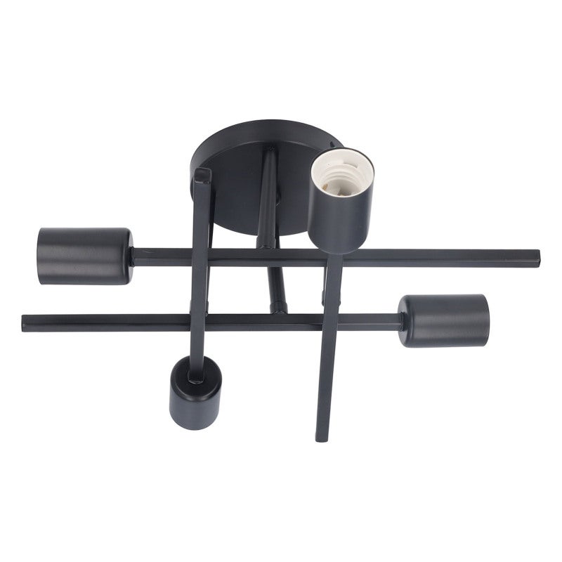 Black Ceiling Light: Durable Iron Construction - Simple Versatile Design Semi Flush Mount Pendant Chandelier for Indoor Living Room Bedroom Study Cafe Restaurant - Image 4