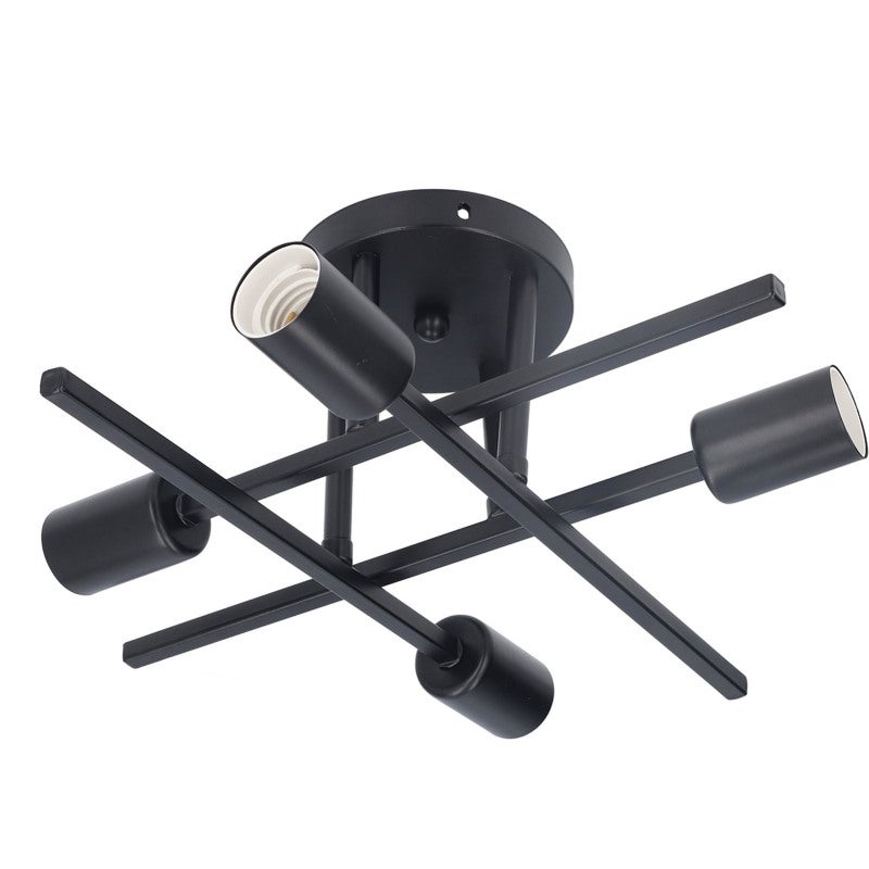 Black Ceiling Light: Durable Iron Construction - Simple Versatile Design Semi Flush Mount Pendant Chandelier for Indoor Living Room Bedroom Study Cafe Restaurant - Image 3
