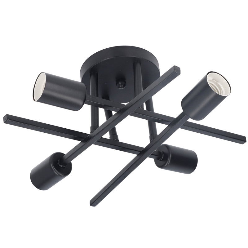 Black Ceiling Light: Durable Iron Construction - Simple Versatile Design Semi Flush Mount Pendant Chandelier for Indoor Living Room Bedroom Study Cafe Restaurant - Image 2
