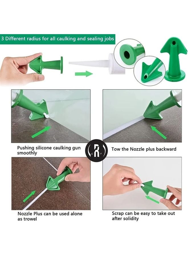 6 Piece Green Caulking Tools Kit Caulk Nozzle Applicator Sealant Epoxy Piston For Bathroom Window Sink - Image 4