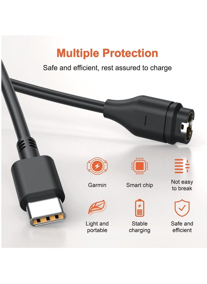 SYOSI Charger Cable for Garmin Watches Fenix7 5x 6 6x 6s Pro, Etc., Type C Interface Charging Cable 1m Long Universal Portable Replacement Watch Data Cable (black)  - Image 4