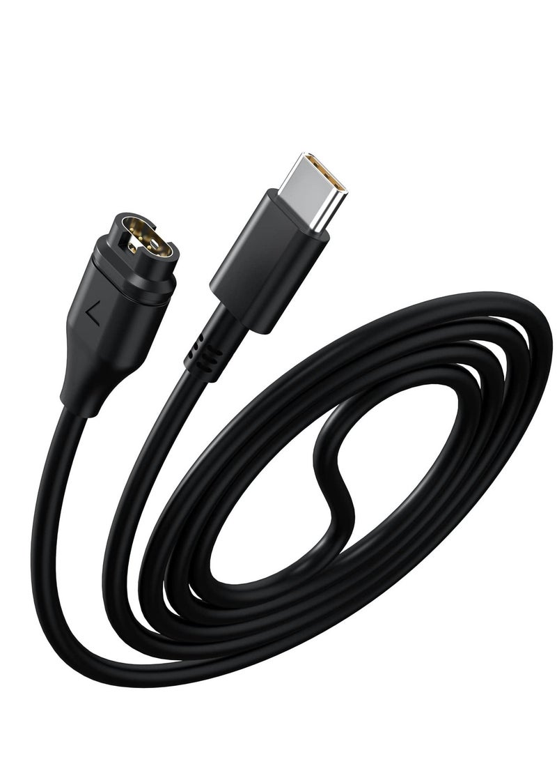 SYOSI Charger Cable for Garmin Watches Fenix7 5x 6 6x 6s Pro, Etc., Type C Interface Charging Cable 1m Long Universal Portable Replacement Watch Data Cable (black)  - Image 1