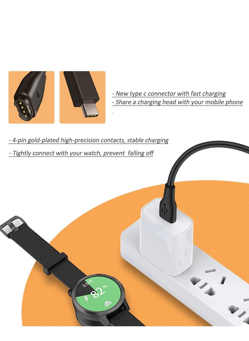 SYOSI Charger Cable for Garmin Watches Fenix7 5x 6 6x 6s Pro, Etc., Type C Interface Charging Cable 1m Long Universal Portable Replacement Watch Data Cable (black)  - Image 5