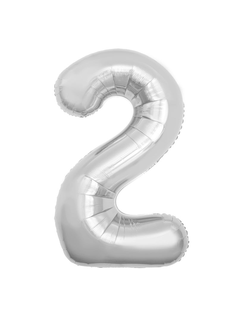 Party Zone Silver Foil Balloon Number 2 52" 