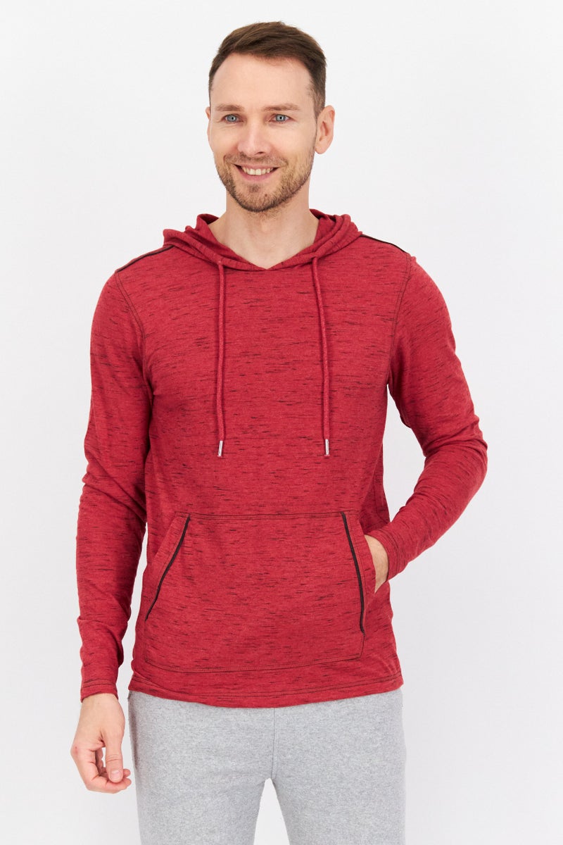 Company Eighty One سويت شيرت رياضي للرجال بأكمام طويلة، لون أحمر مائل إلى الرمادي - Image 1