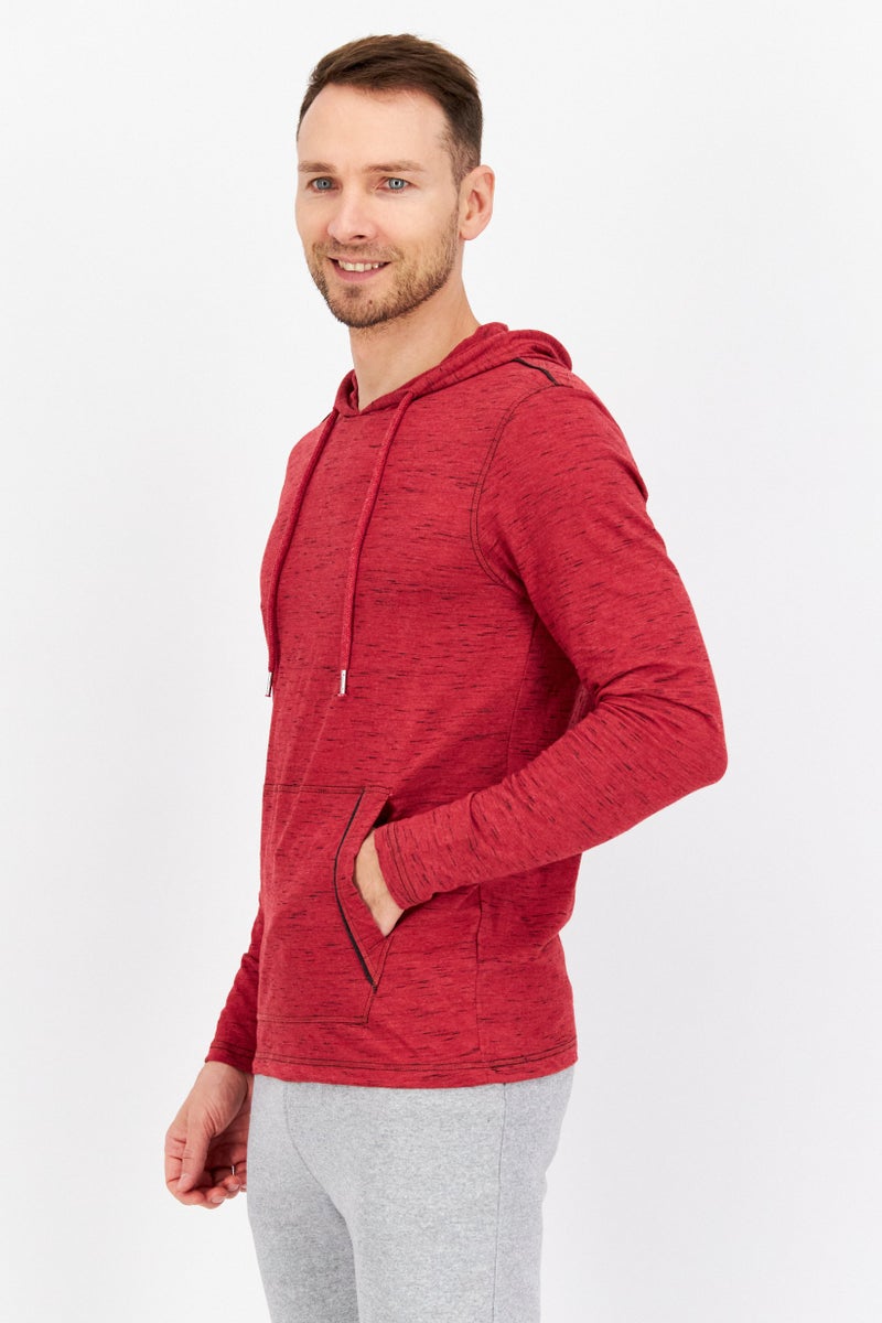 Company Eighty One سويت شيرت رياضي للرجال بأكمام طويلة، لون أحمر مائل إلى الرمادي - Image 3