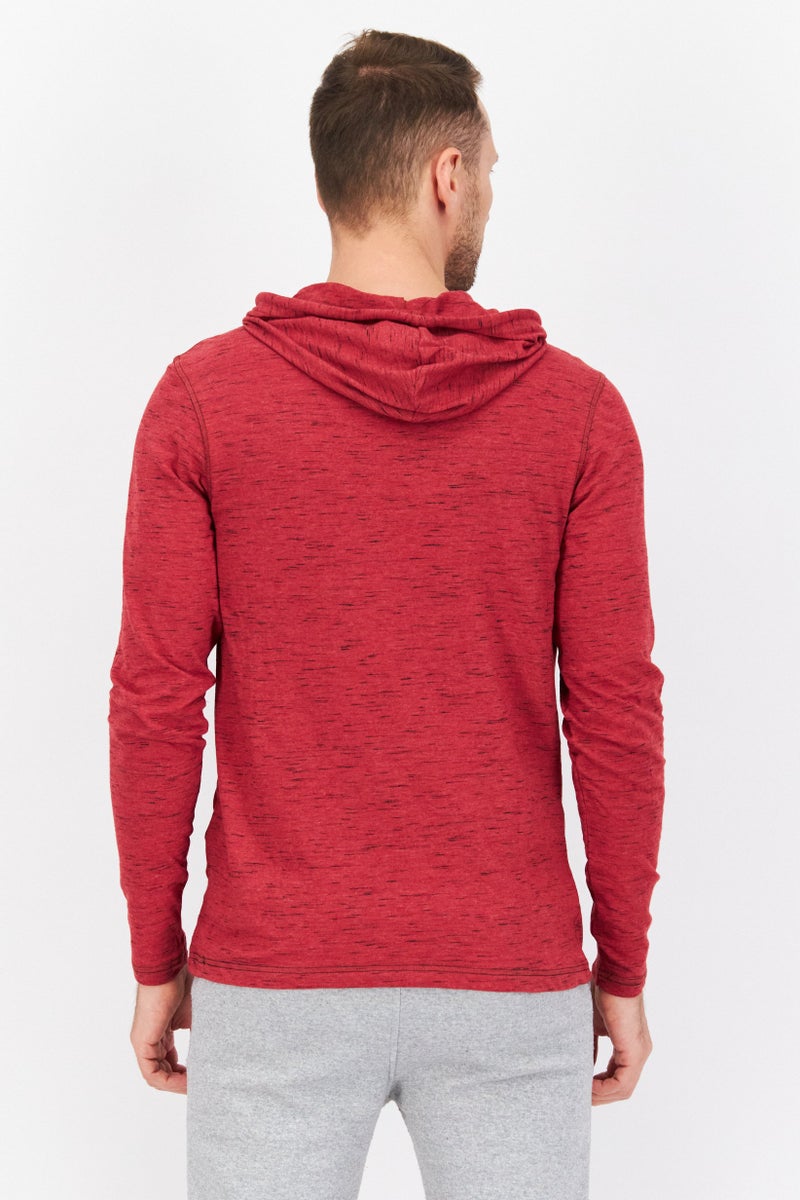 Company Eighty One سويت شيرت رياضي للرجال بأكمام طويلة، لون أحمر مائل إلى الرمادي - Image 2