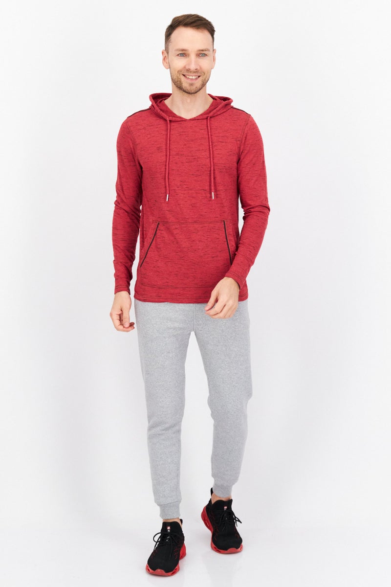 Company Eighty One سويت شيرت رياضي للرجال بأكمام طويلة، لون أحمر مائل إلى الرمادي - Image 4