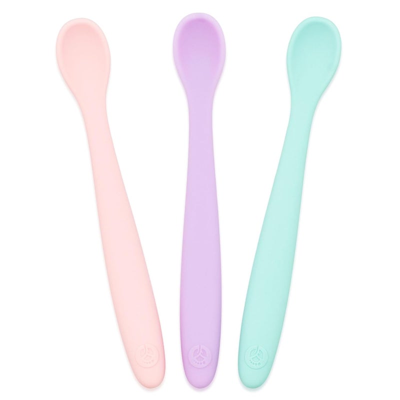 WeeSprout Silicone Baby Spoons - First Stage Infant Feeding Utensils With Soft-Tip, Bendable Kitchenware for Parent & Self-Feeding, Ultra-Durable, Dishwasher Safe, Travel Case, Set of 3 - Image 1