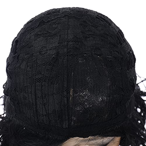BERON Black Curly Natural Wavy Wig 1920s Style for Women's Cosplay & Party, Includes Wig Cap - Image 5