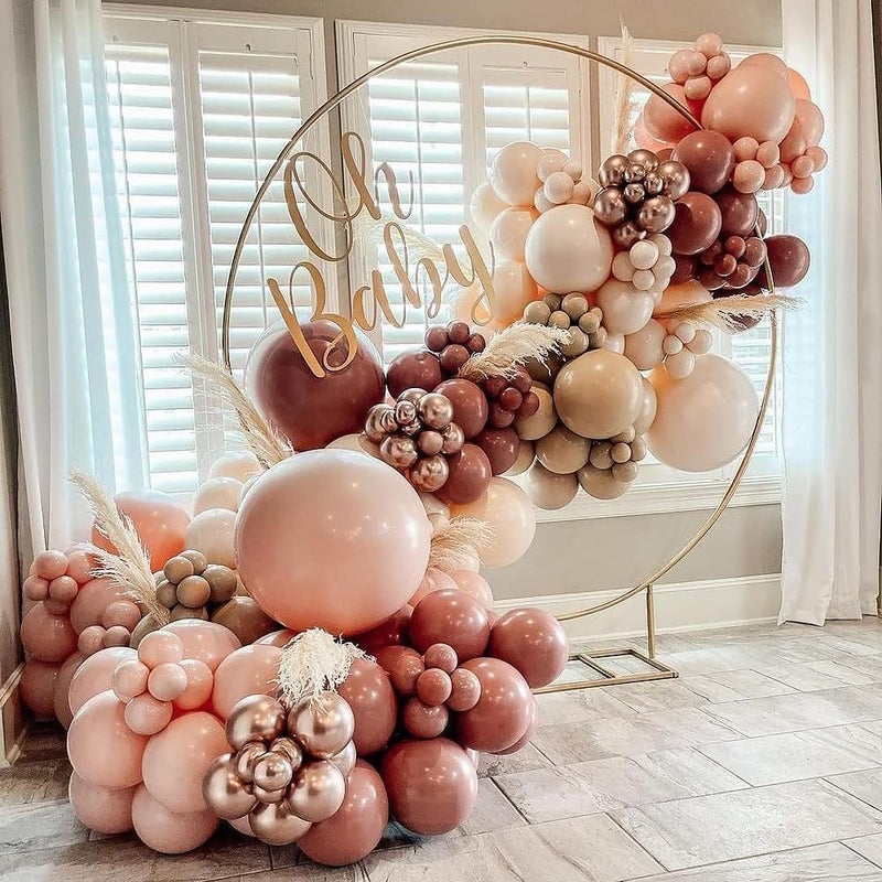 Pinbra Dusty Pink Brown Balloon Garland Nude Tan Pink Rose Gold Double Stuffed Dusty Rose Mauve Blush Beige Balloon Arch Kit for Baby Shower Birthday Bridal Wedding Mother's Day Party Decorations - Image 1