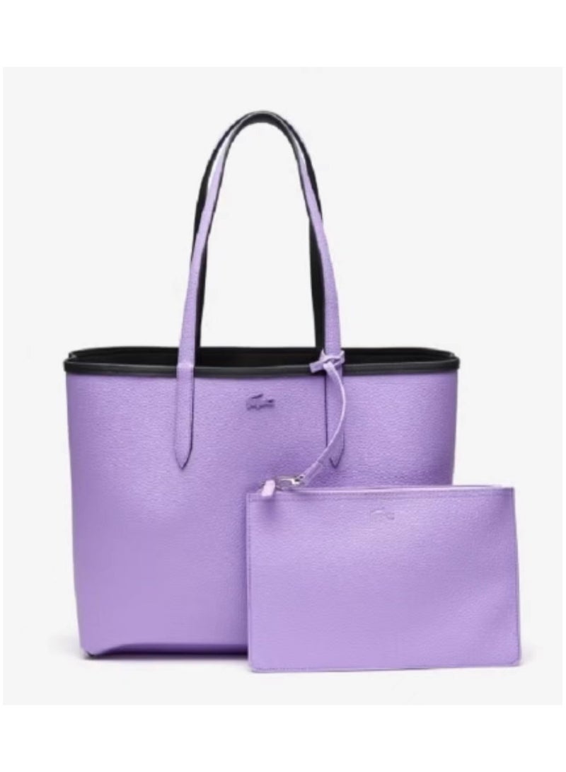 LACOSTE LACOSTE Anna Reversible Bicolour Tote Bag Black/Purple  - Image 3