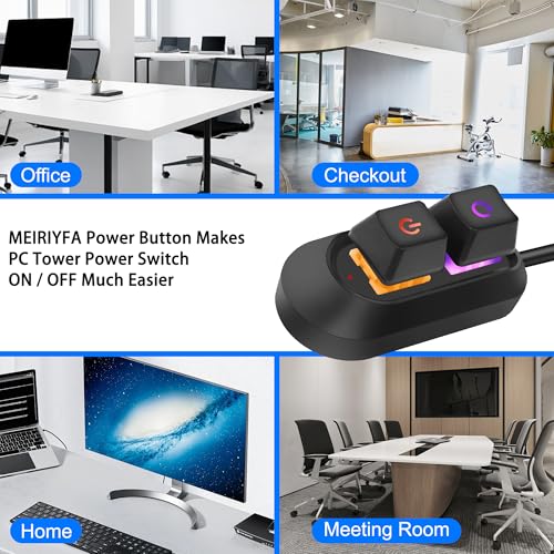 MEIRIYFA Desktop Computer Power Switch Power Supply Cable, External PC Power Button Extension Cable with ON Off Reset Switch for Computer Motherboard (2M, Black) - Image 4