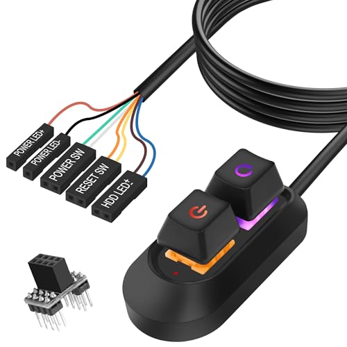 MEIRIYFA Desktop Computer Power Switch Power Supply Cable, External PC Power Button Extension Cable with ON Off Reset Switch for Computer Motherboard (2M, Black) - Image 1