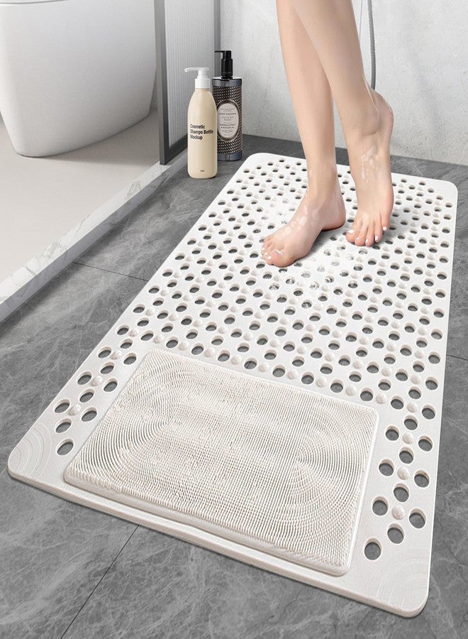 Mofonky Shower Mat Non Slip: 35.4" x 23.6" Large PVC Heavy Shower Mats for Inside Shower - Quick Dry Shower Foot Scrubber Matt with Drain Hole and Suction Cups for Elderly - Image 1