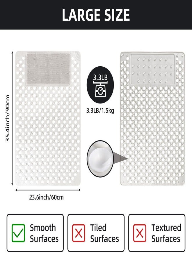 Mofonky Shower Mat Non Slip: 35.4" x 23.6" Large PVC Heavy Shower Mats for Inside Shower - Quick Dry Shower Foot Scrubber Matt with Drain Hole and Suction Cups for Elderly - Image 4